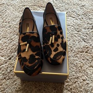 Louise et Cie pony hair animal print loafers